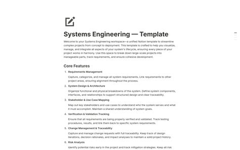 Lean System Engineering Template by Lean System Engineering | Notion ...