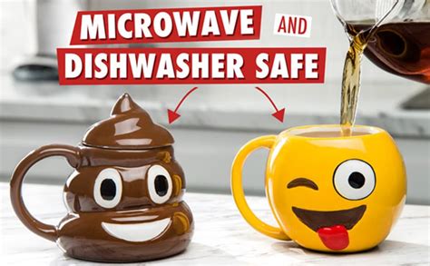 BonZeal Emoji Mug Wink Eye Tongue Ceramic Coffee Mug with Lid Tea Cup ...