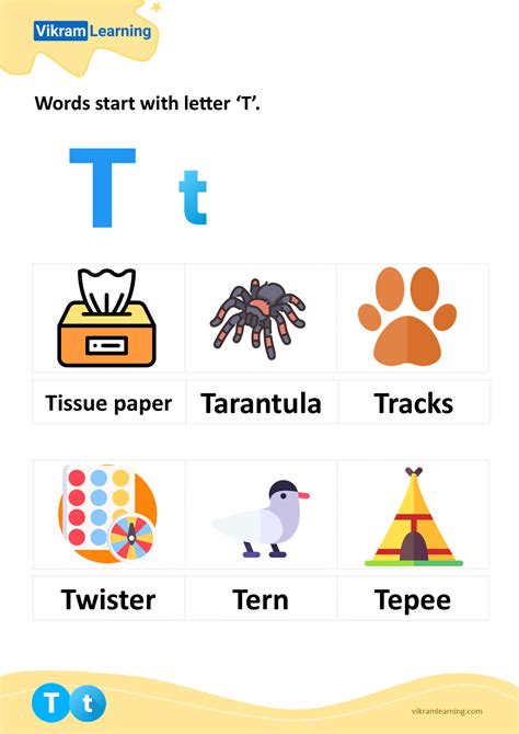 Download t letter words worksheets for free | vikramlearning.com