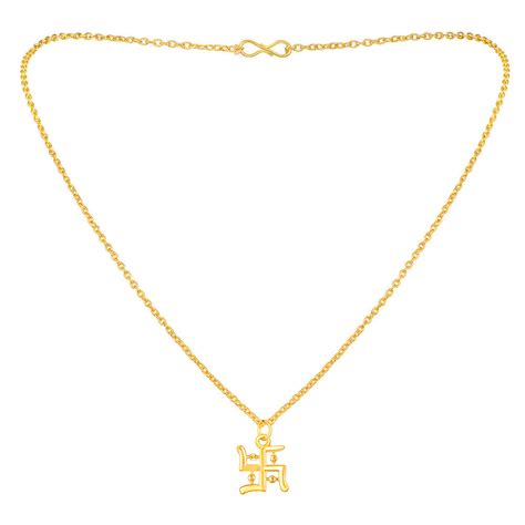 Mahi Gold Plated Religious Swastik Pendant with Chain for Men and Wome ...
