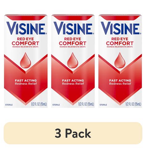 (3 pack) Visine Red Eye Comfort Redness Relief Eye Drops, 0.5 fl. oz ...