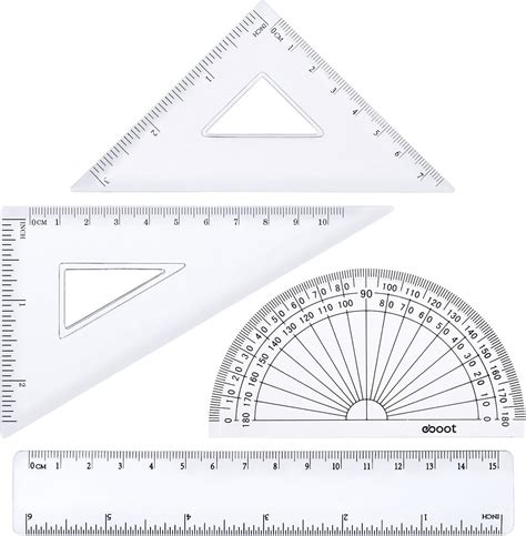 Buy eBoot 4 Pieces Math Geometry Tool Plastic Clear Ruler Sets ...