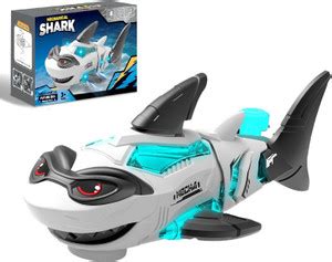 IndusBay Battery Operated Mechanical Shark Toy Light Sound Bump and Go ...