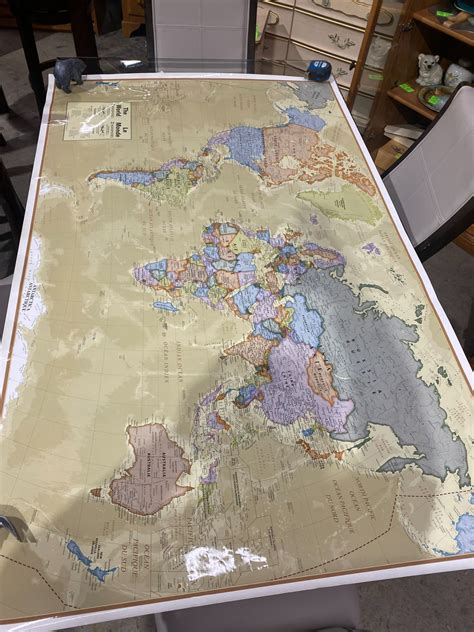 Large laminated world map