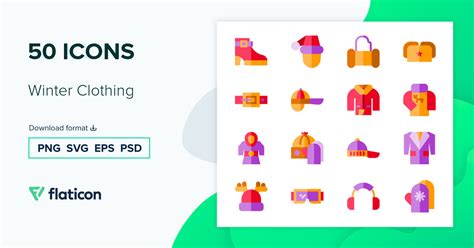 Winter Clothing Icon Pack | Flat | 50 .SVG Icons