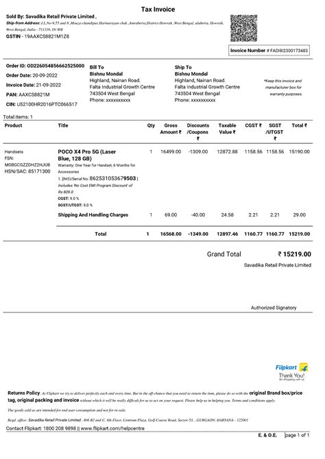 OD226054856662525000 - E. & O. page 1 of 1 *Keep this invoice and ...