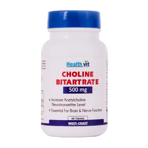 Healthvit Choline Bitartrate 500mg - Essential For Brain & Nerve
