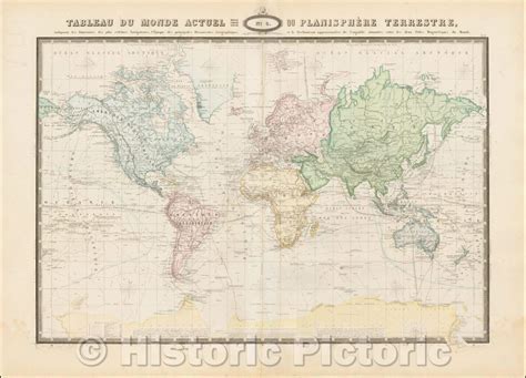 Buy Historic - Tableau Du Monde Actuel Ou Planisphere Terrestre ...