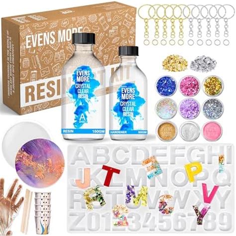 EVENS MORE Diy Resin Alphabet Keychain Kit With Mica & Glitter ...