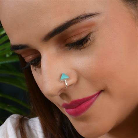 Natural Turquoise Nose Pin – Totapari