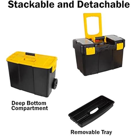 Stalwart Portable Tool Box with Wheels - Stackable 2-in-1 India | Ubuy
