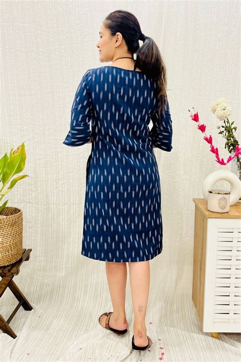 NAVY IKAT FORMAL SHIFT DRESS – Bohemian Dream