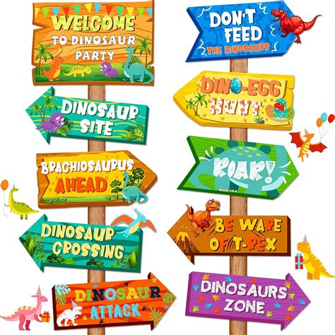 20 Pieces Dinosaur Party Decoration Signs Be Ware of Dinosaur Cutouts ...