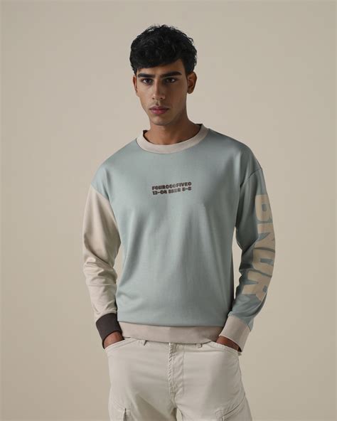Buy Sage Color-blocked Loose Fit Sweat Shirt Online at Muftijeans