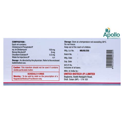 CLINDATEC 600MG INJECTION 4ML Price, Uses, Side Effects, Composition ...