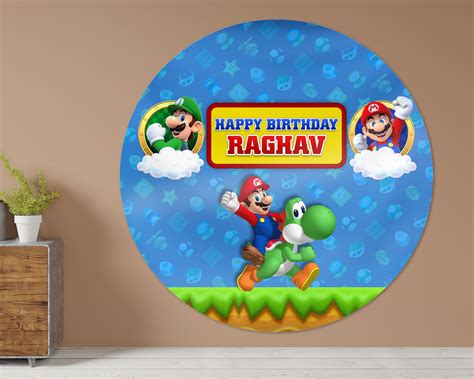 Super Mario Theme Customized Round Backdrop | Birthday party supp ...