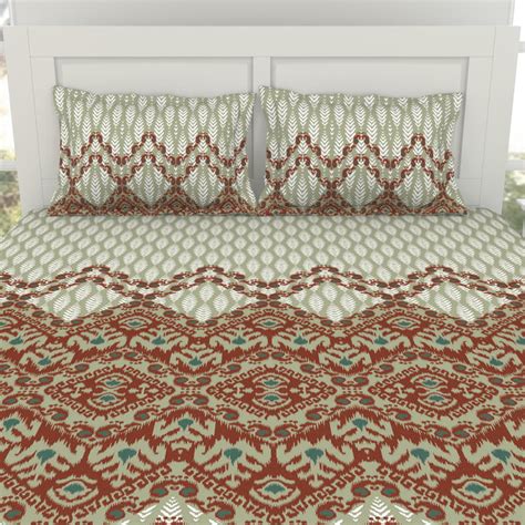 Buy SPACES Ikkat Cotton 144TC Printed 3Pcs King Fitted Bedsheet Set ...