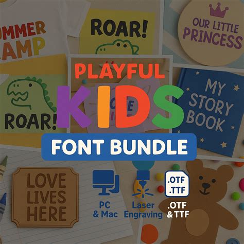 769 Fonts - Playful Kids Font Bundle - TTF - OTF - K40 Laser Cutter