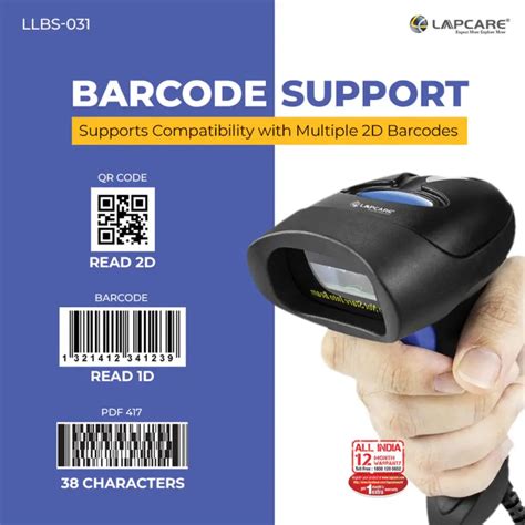 Lapcare LLBS-031 2D Wired CMOS Barcode Scanner USB Plug and Play ...