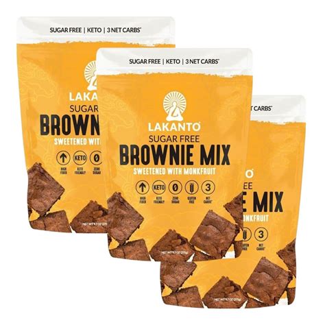 Lakanto Sugar Free BROWNIE MIX Monk Fruit Sweetener Keto 9.7Oz. 3 Bags ...
