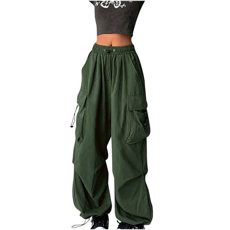 Teen Girls Cargo Pants With Pockets Parachute Pants For Women Y2K Baggy ...