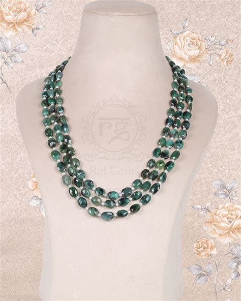 Natural Emerald And Pearl Gemstone faceted Beads Necklace Jewelry – Raj ...