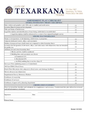 Fillable Online Amendment Plat Checklist - citexarkanatxus Fax Email ...