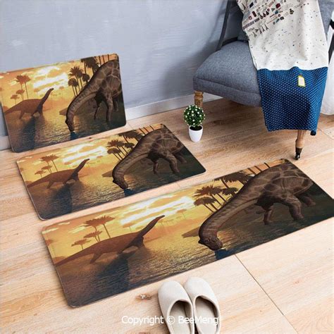 SCOXIXI Two Dicraeosaurus Dinosaurs in a Prehistoric Sunrise Landscape ...