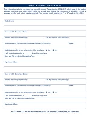 School Attendance Sheet Forms and Templates - Fillable & Printable ...