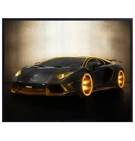Buy Lamborghini Aventador - Black Lamborghini Poster - Yellow ...