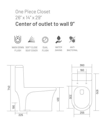 B Backline Ceramic One-Piece Toilet Western Commode in White Color