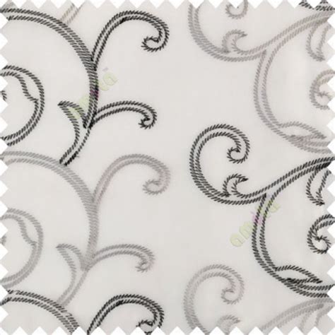 Pure black white grey color traditional embroidery large size swirl ...