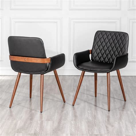 Buy LUNLING Mid Century Modern Dining Chairs Set of 2 Accent Faux ...