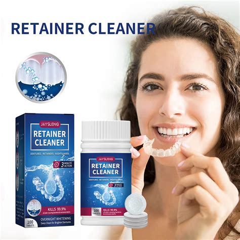 100 Pieces Retainer Cleaner Denture Cleaning Tablets, Dental Cleanser ...
