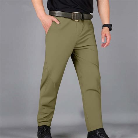 Dolkfu Green Mens Pants Business High Waist Breathable Water Resistant ...
