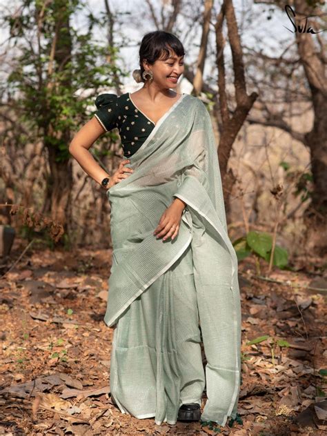 Mint Green Cotton Zari Saree|Tranquil Sitara|Suta – suta