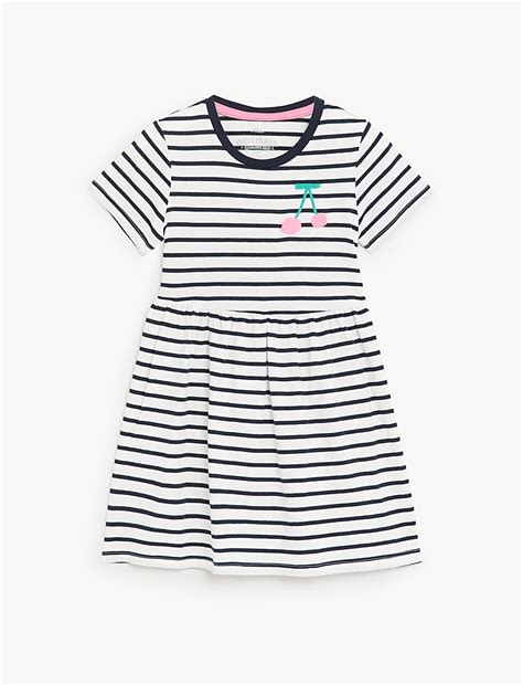 Buy Pure Cotton Stripes Round Neck Dress at Marks & Spencer