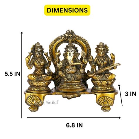 Buy Online Brass Lakshmi Ganesha Saraswati Idol Murti Statue– CraftVatika