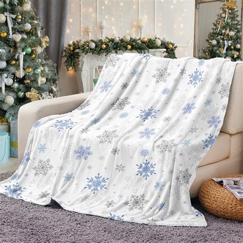 Amazon.com: Tupmnbry Christmas Throw Blanket White Snowflake Blanket ...