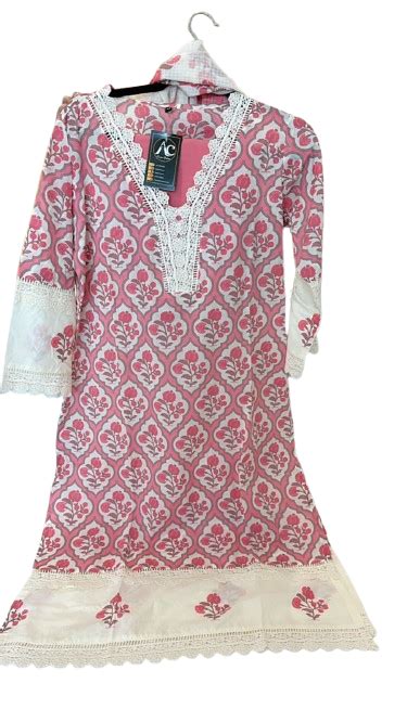 Lace detailing V neck cotton suit set– Aashvi Couture