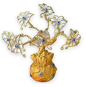Buy BLUE BEADS Golden with Butterfly Lucky Tree,Turkish Blue Evil Eyes ...