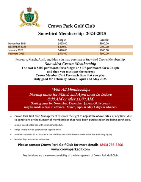 Snowbirds - Crown Park Golf Club