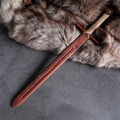 Buy AEVVV Toy Wood Medieval Knights Sword for Kids 23 in - Wooden Prop ...