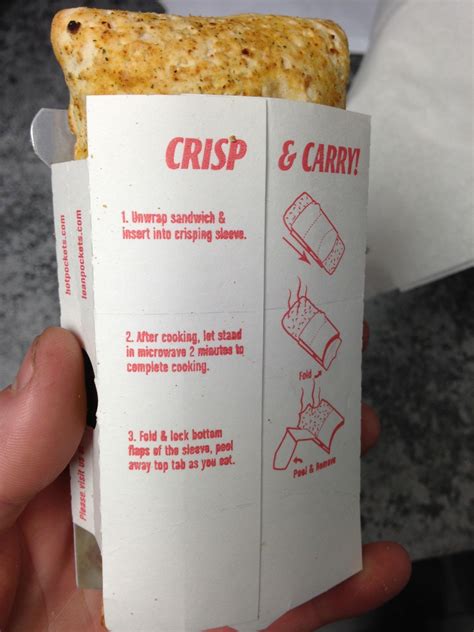 This Hot Pocket has everything but cooking instructions on the sleeve ...
