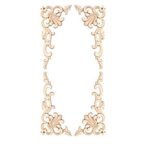 4Pcs Wall Moulding Panels, Wood Carved Applique, Readymade Wall ...