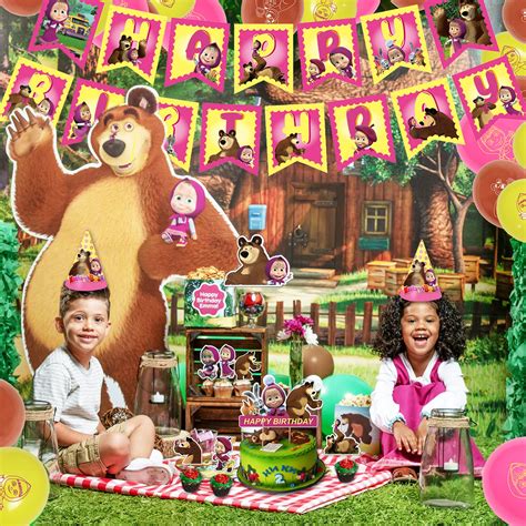 Masha and the Bear Birthday Party Supplies Lovely Little Cute Girl and ...