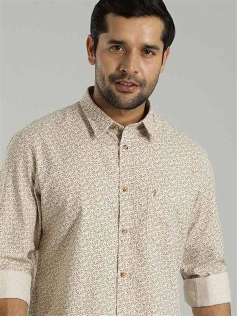 Buy Men Printed Full Sleeve Cotton Shirt Online | Indian Terrain