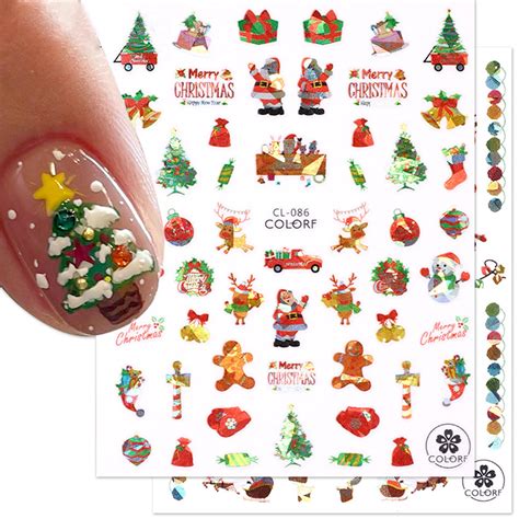 Amazon.com: HOXIEYA Christmas Nail Art Stickers 3D Self-Adhesive ...