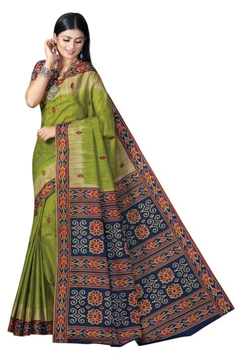 Buy SHANVIKA Women's Pure Cotton Sambalpuri Print Saree With Blouse ...