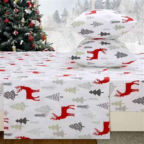GlowSol 3 Pcs Christmas Flannel Sheet Set Queen Size Soft Heavyweight ...